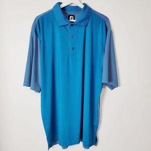 FootJoy Striped Blue Golf Polo Shirt Short Sleeve Men's Size L